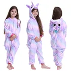 Детская Пижама-Кигуруми для мальчиков и девочек, пижама в виде единорога, фланелевая детская пижама с милым единорогом, зимняя Пижама-комбинезон с животными