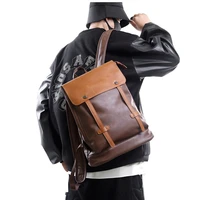 design men male crazy horse leather backpack large capacity travel university school book laptop bag backpack daypack women