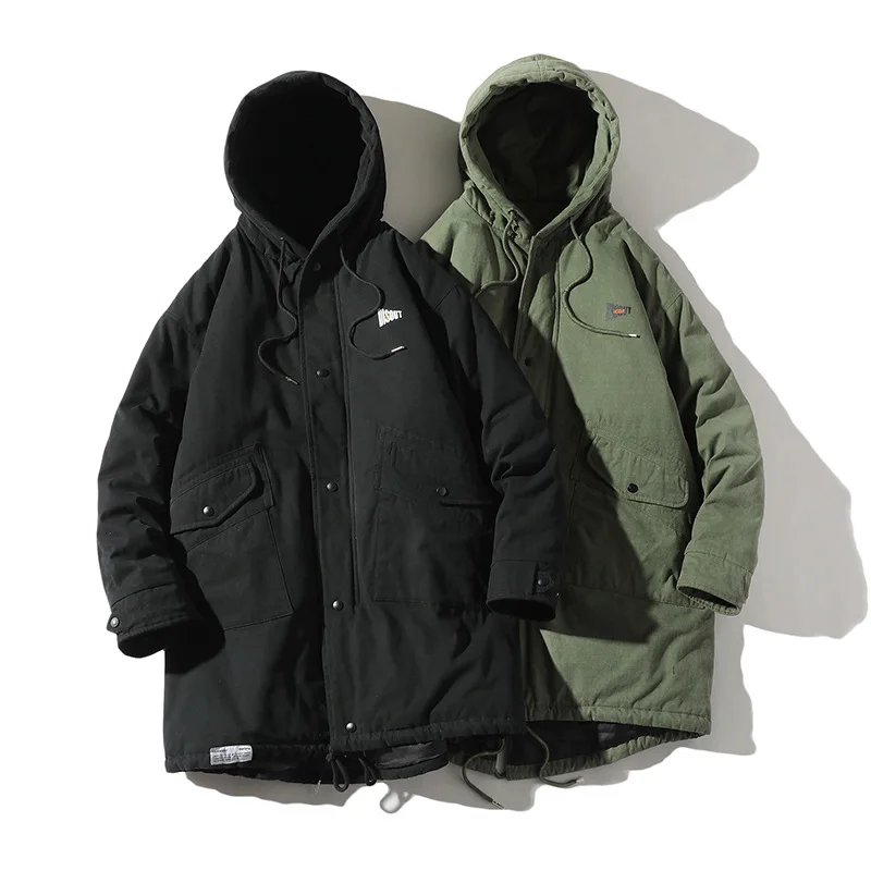 

2019 retro long tooling cotton suit men's winter new thick warm coat jacket
