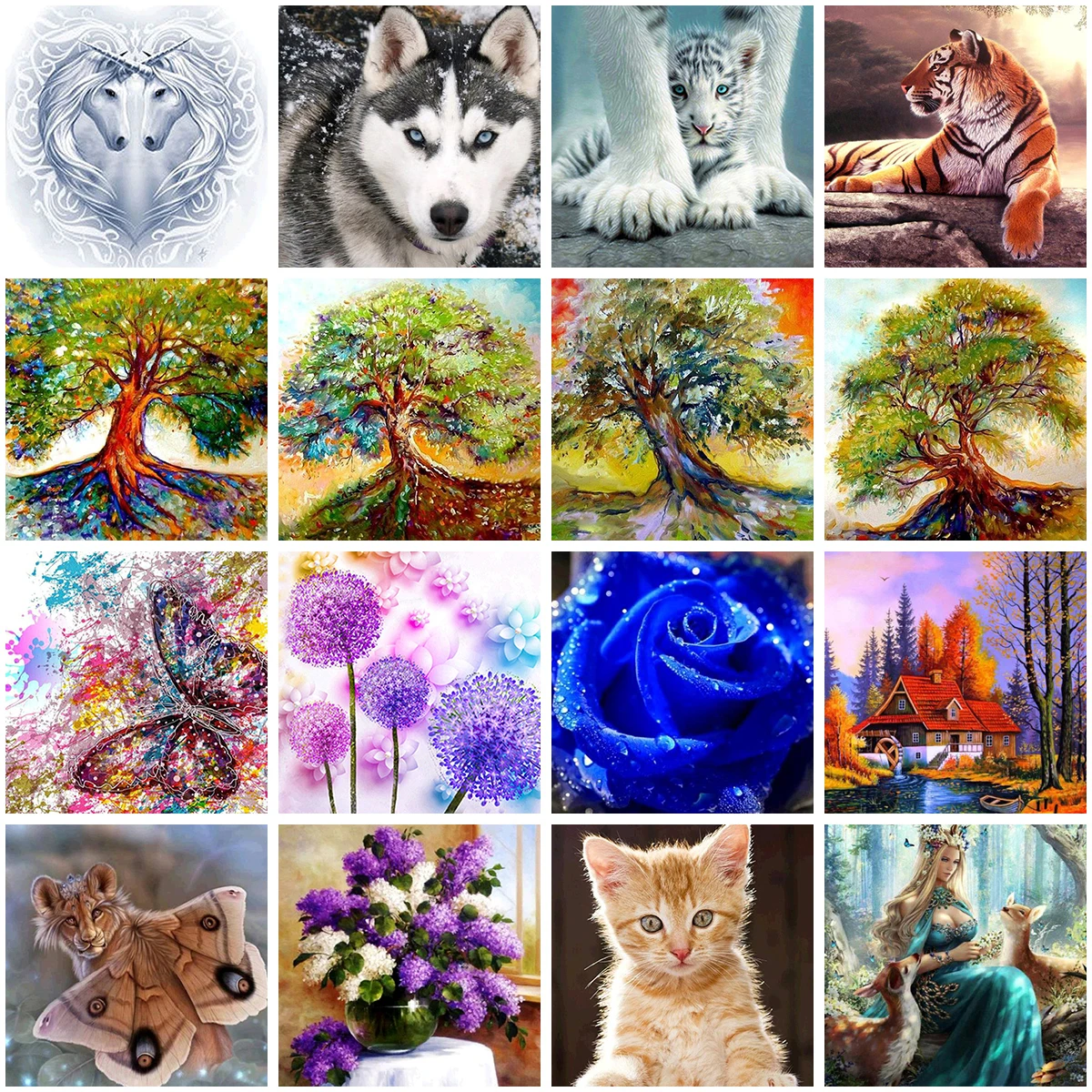 

5D алмазная живопись с пейзажем «сделай сам», вышивка крестиком, мозаика с животными, белый тигр, алмазная вышивка, украшение для дома, рождес...