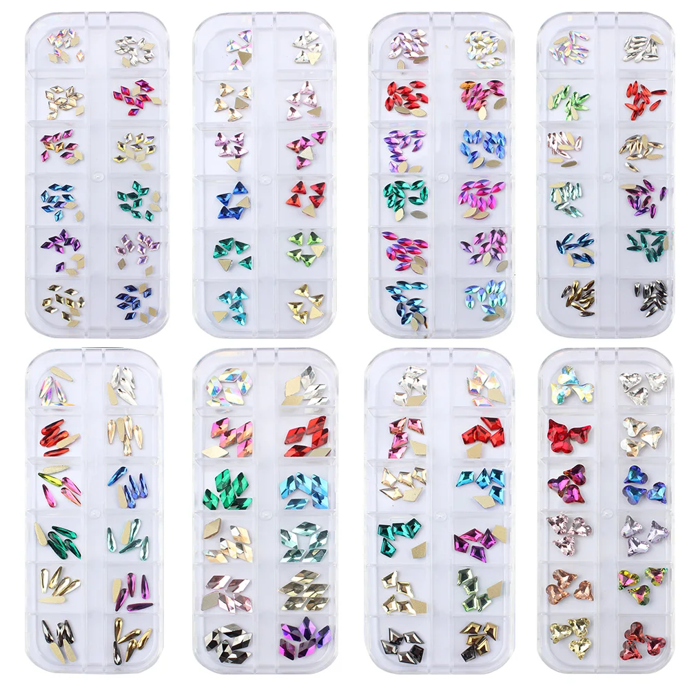 1 коробка Многослойные Стеклянные маникюрные Стразы смешанные цвета плоский