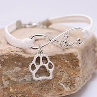 chicvie new mens pets dog paw leather bracelet bangles charms for women silver bracelets for jewelry making bracelet sbr190543