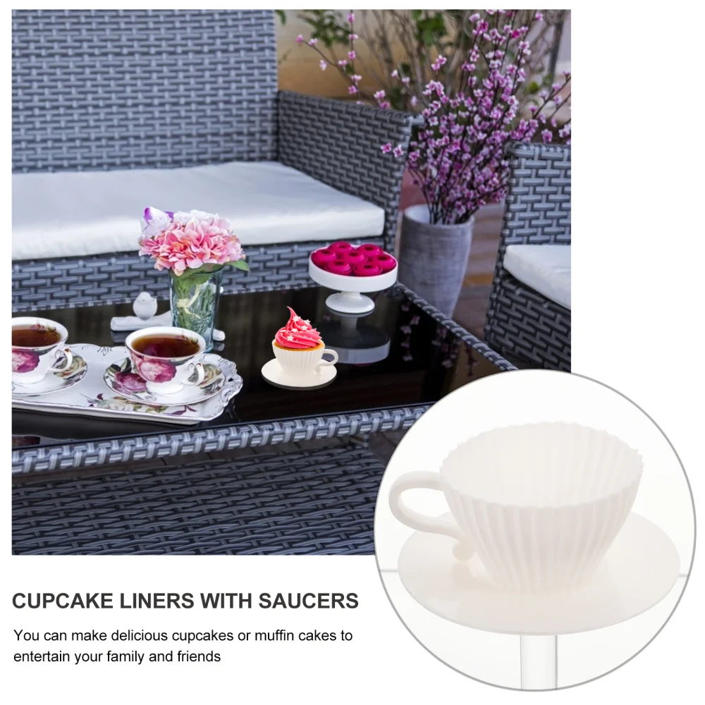 

1 Set Cupcake Liners with Round Saucers Muffin Molds DIY Silicone Molds