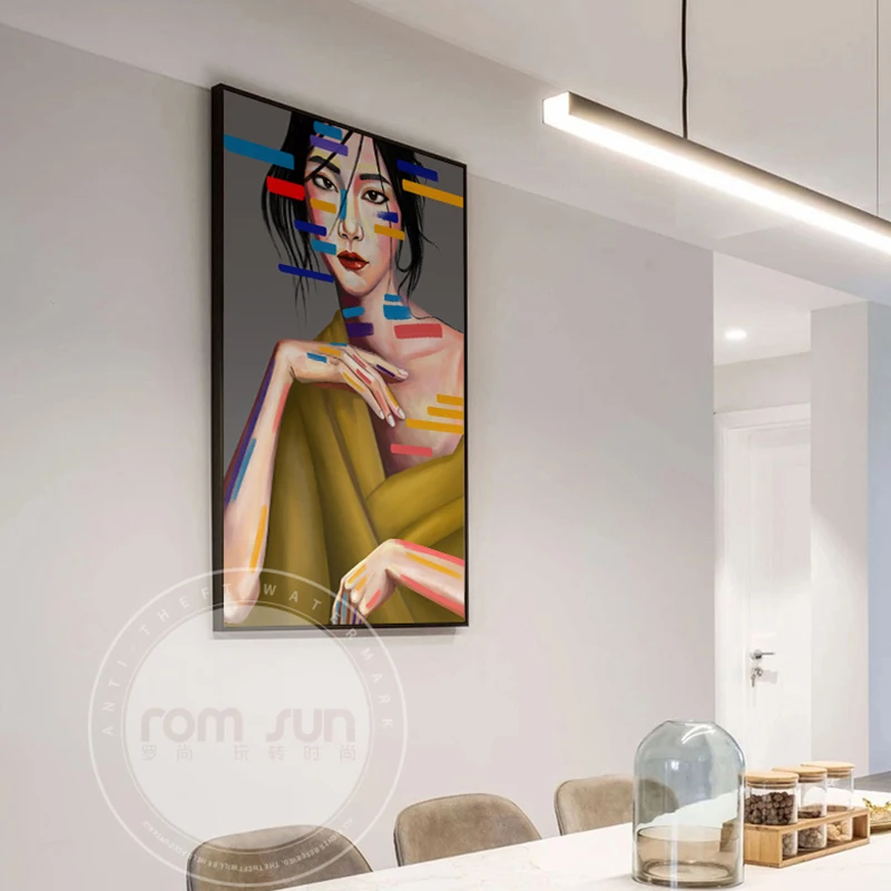 

Creative Color Woman Abstract Canvas Painting Wall Art Print Beautiful Girls Decorative Picture Nordic Living Room Home Decor