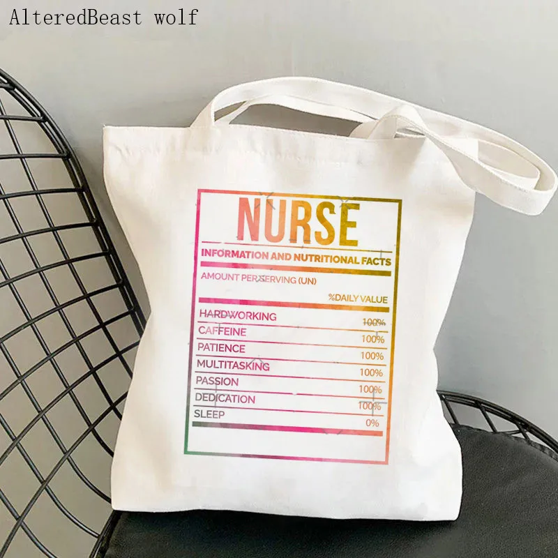 

Women Shopper bag Nursing Nutrition Printed Kawaii Bag Harajuku Shopping Canvas Shopper Bag girl handbag Tote Shoulder Lady Bag