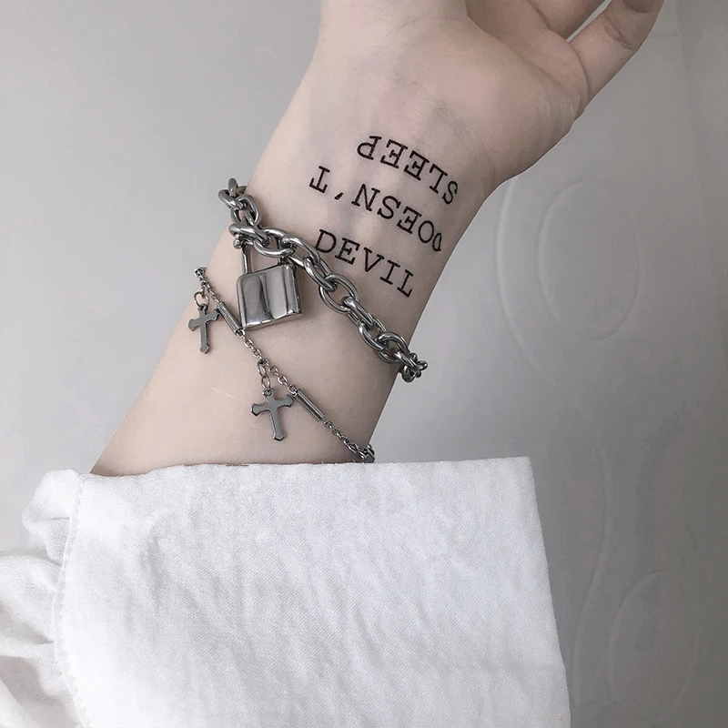 HZ 2019 холодный замок крест цепочка в стиле панк рок регулируемый браслет длинной