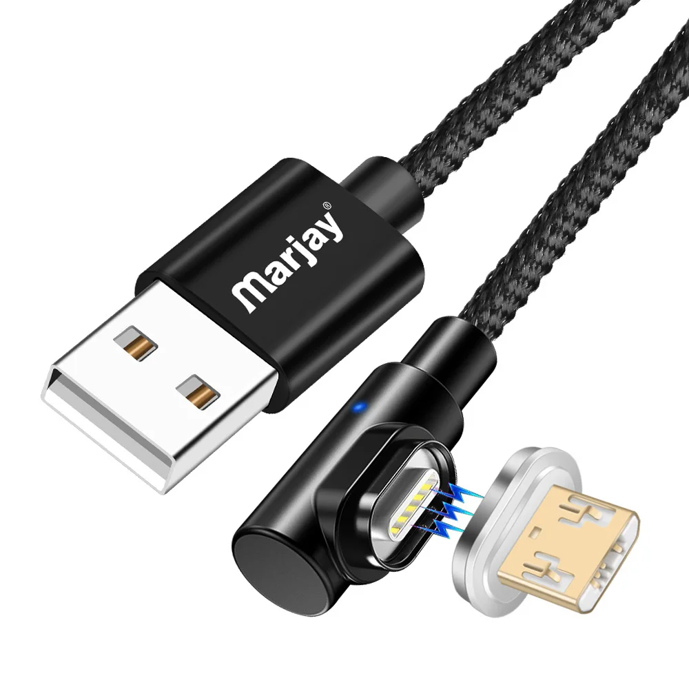 Магнитный кабель Marjay, 90 градусов, Тип C, Micro USB C, быстрая зарядка, Microusb type-C, магнитное зарядное устройство, usb c, зарядный Шнур для iphone 7, 6