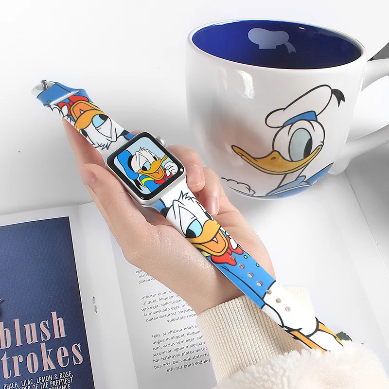 Ремешок для наручных часов Disney силиконовый браслет Apple Watch 1 2 3 4 5 6 44 42 40 38 мм с милым