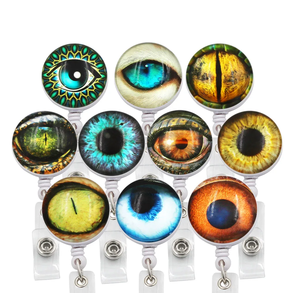 

10PC Lot Eye Style ID Retractable Badge Holder with Alligator Clip Retractable Cord ID Badge Reel 24 Inch