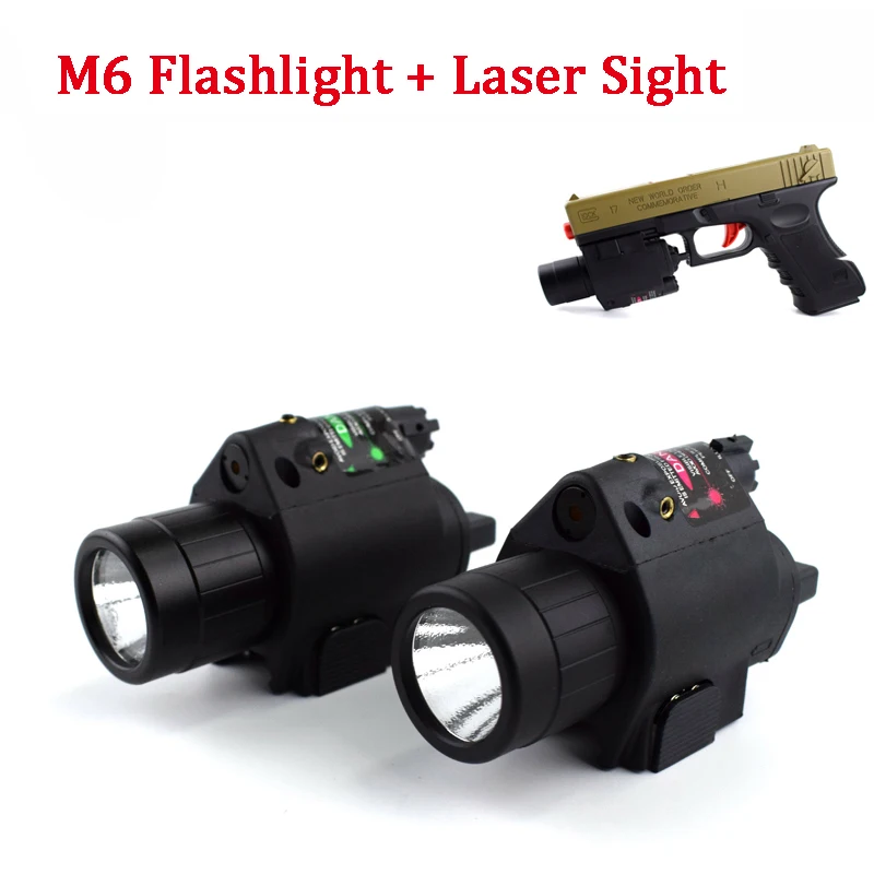 

Тактический M6 лазерный прицел + светодиодный фонарь 2 в 1 комбо Военный Пистолет красный/зеленый лазерный прицел 20 мм рельсовый пистолет охо...