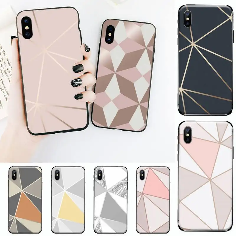 

Geometric Marble Phone Case for iPhone 11 12 mini pro XS MAX 8 7 6 6S Plus X 5S SE 2020 XR