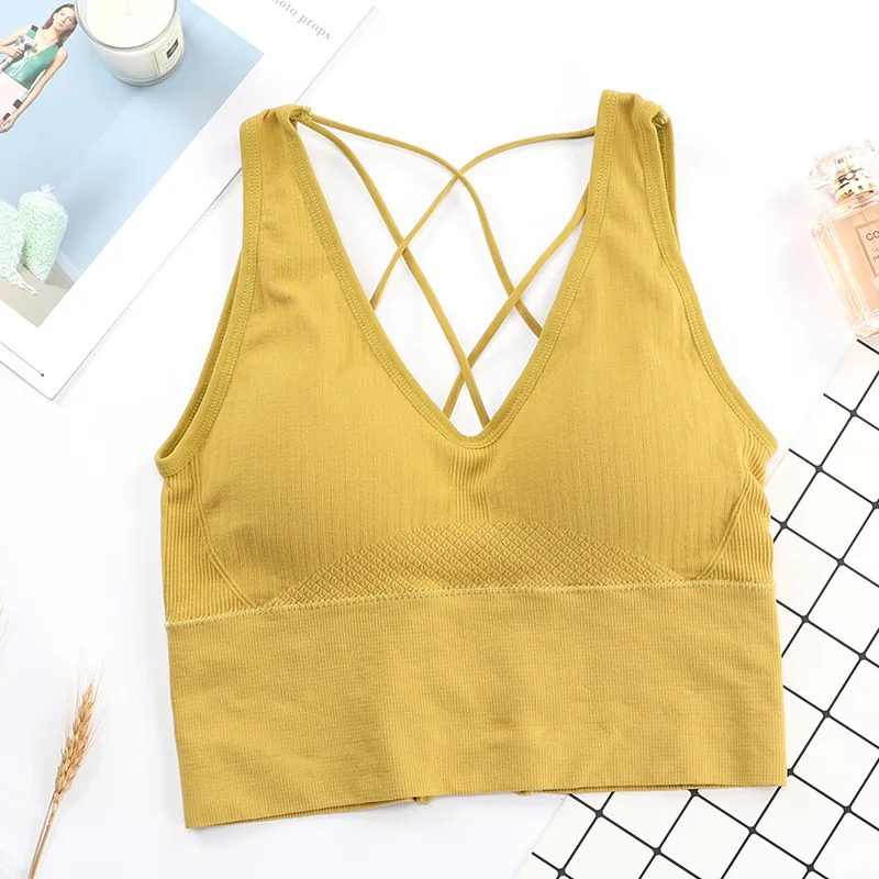 Спортивный бюстгальтер для женщин топ занятий спортом йогой мягкими чашечками