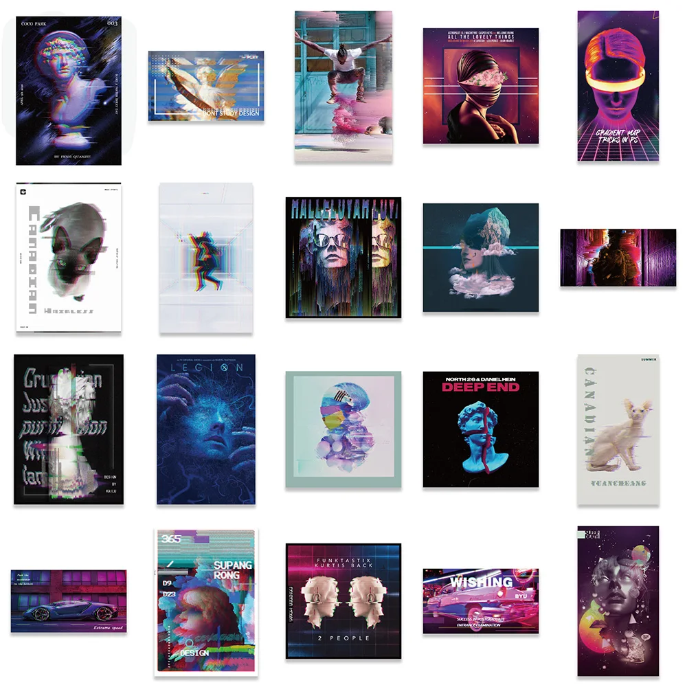 102040pcs punk vaporwave psychedelic cool stickers aesthetic graffiti laptop phone car bike scrapbook sticker decals kids toy free global shipping