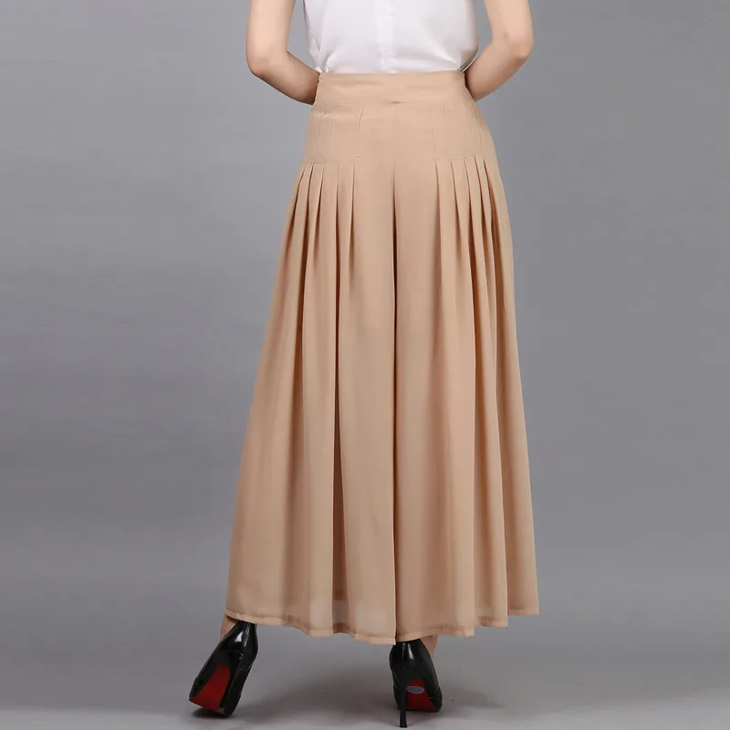 Large Women Wide Leg Pants 2020 Summer Style Elegant retro Tunic Solid Office Chiffon Big Size H143 | Женская одежда