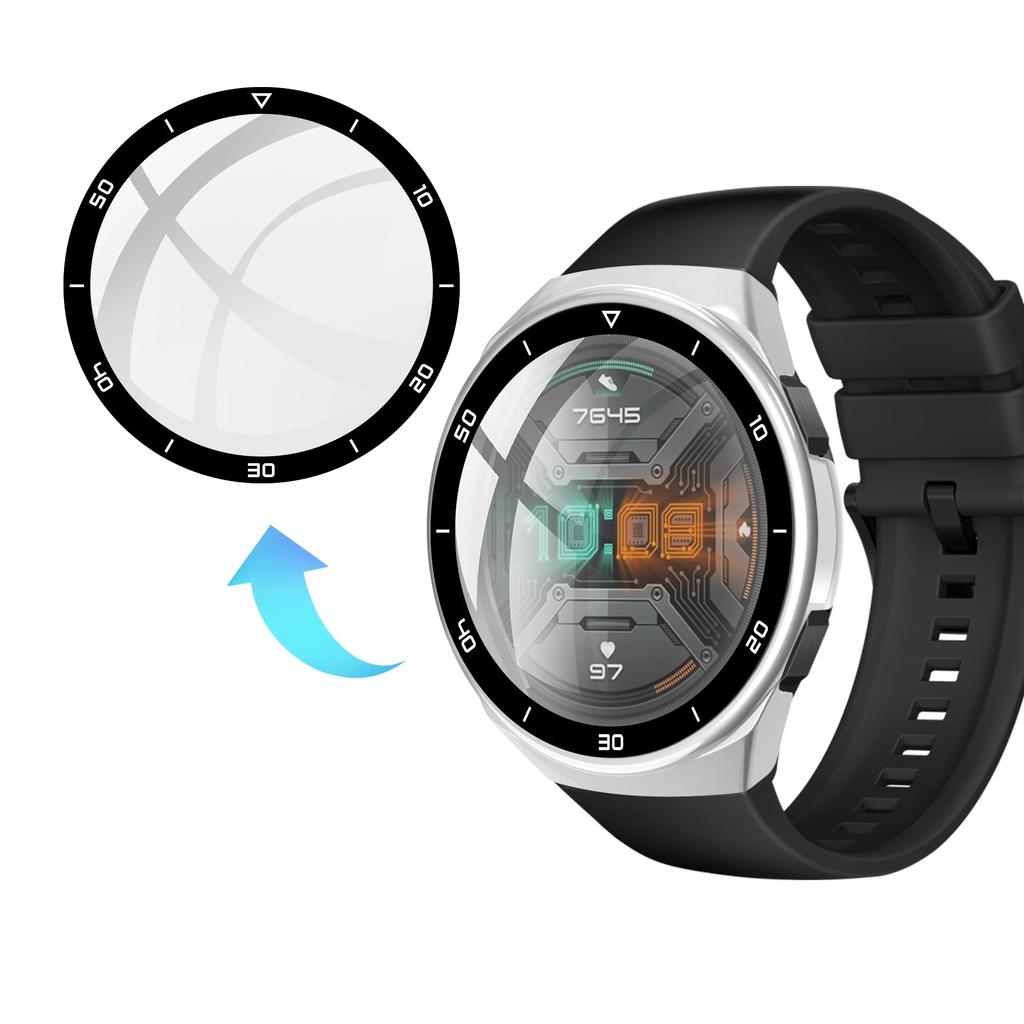 Чехол из поликарбоната для Huawei Watch Gt2e защитная пленка закаленного стекла с полным
