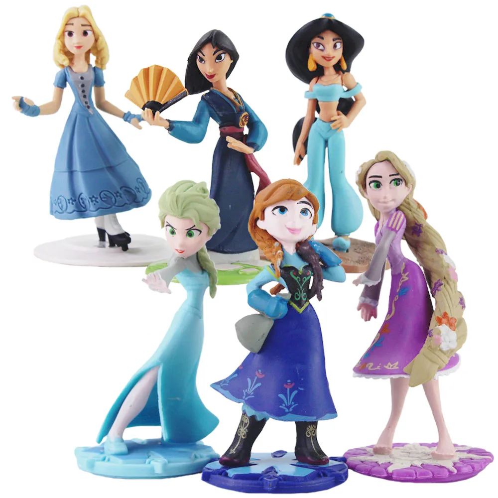 Экшн-фигурки из ПВХ Холодное сердце Эльза Анна Рапунцель Белль Мулан жасмин 3