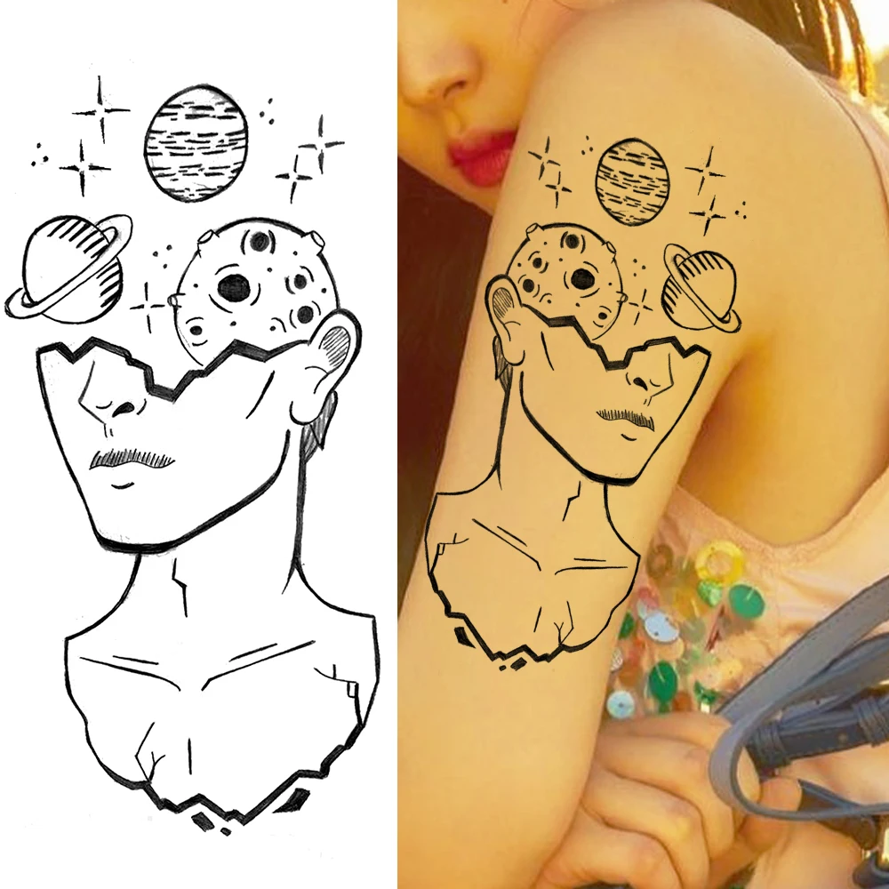 

Временные татуировки 3D Galaxy Face для женщин и мужчин, модные боди-арт, руки, тату на грудь, реалистичные поддельные водонепроницаемые татуировк...