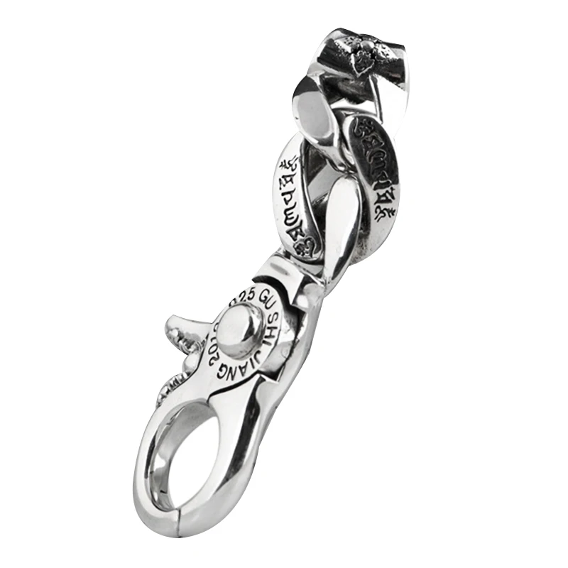 

S925 Silver Retro Fashion Key Chain Zipper Buckle Hand Rope Buckle DIY Handmade Silver Accessories