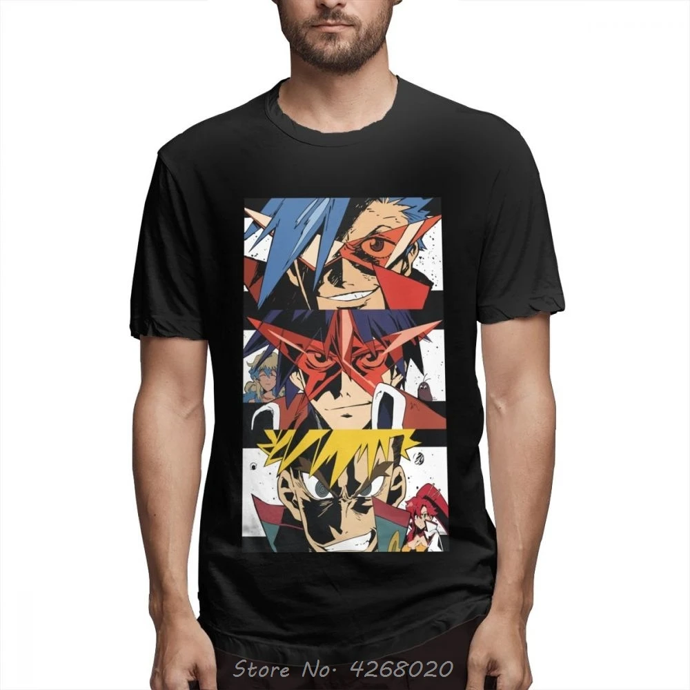Высококачественная футболка с аниме Tengen Toppa Gurren Lagann Kamina Simon Мужская хипстерская