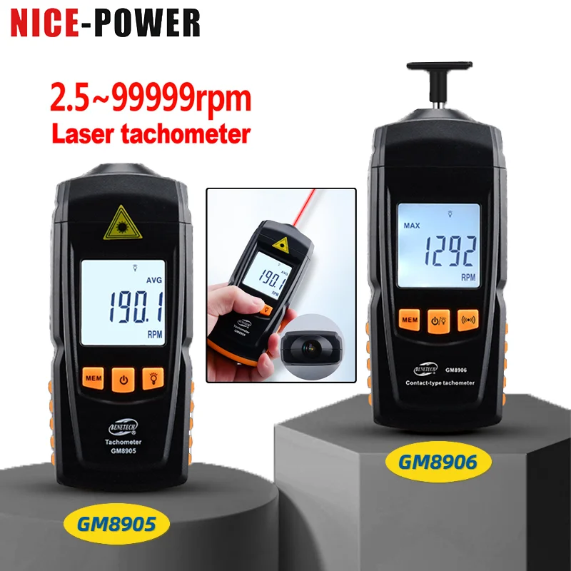 New Auto Tachometer Handheld Digital Electronic Mini Laser Tachometer Rpm Portabel GM8905 2.5-99999rpm Laser Tachometers