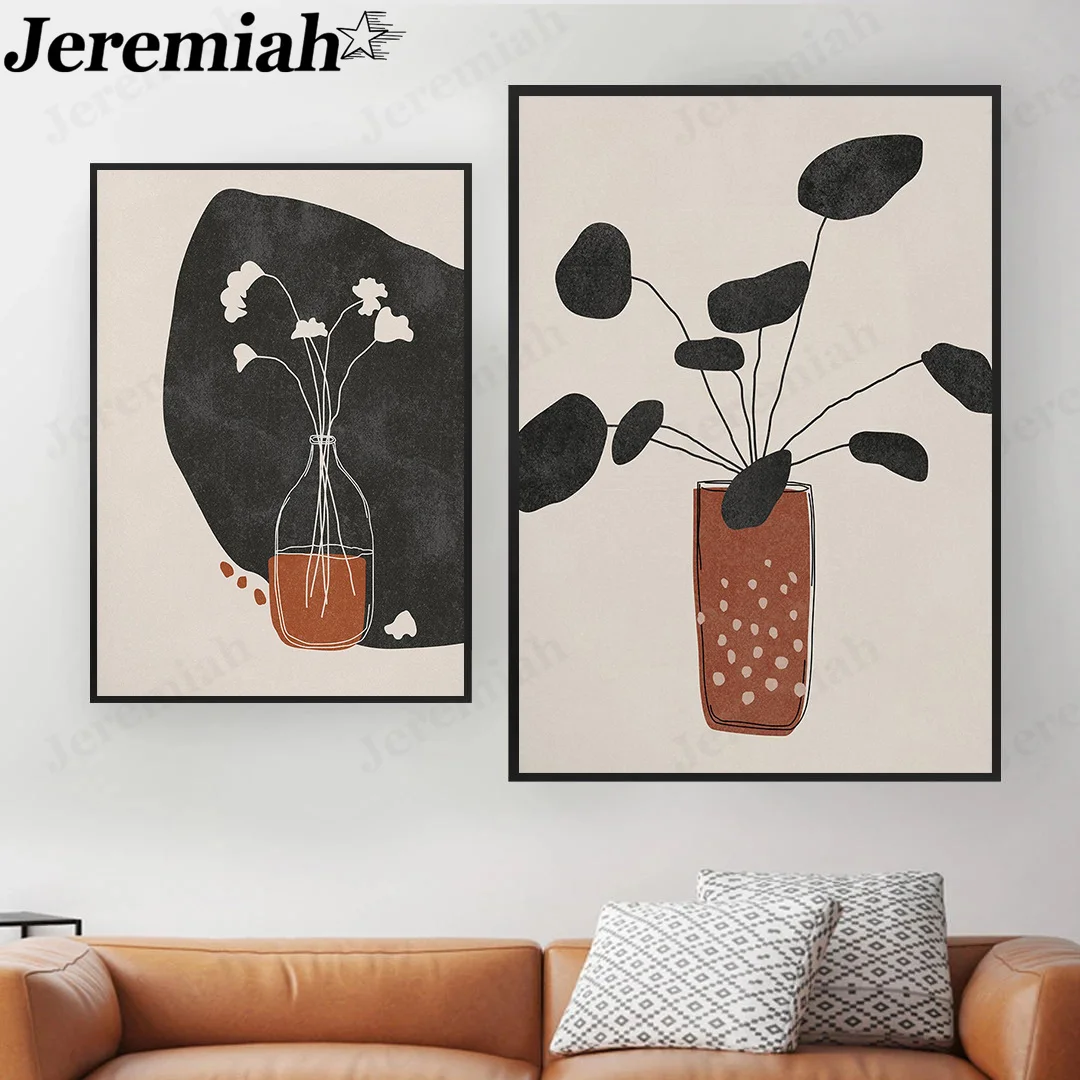 

Abstract Potted Plant Canvas Poster Bohemian Painting Wall Art Nordic Living Room Home Interior Decoration Accessories