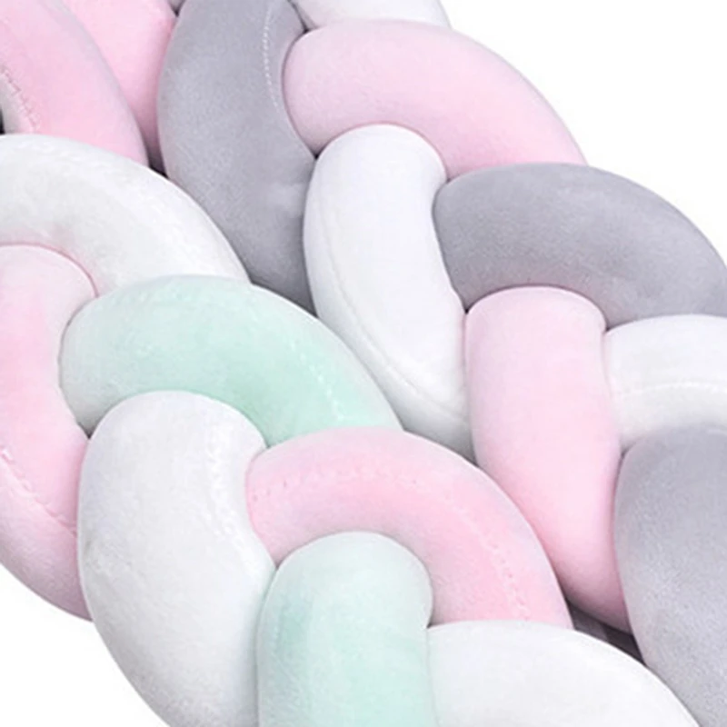 

200cm Twist Fabric Baby Pillow Fabric Kids Bed Anti-collision Circumference Bed Bumper Weaving Cradle Pad