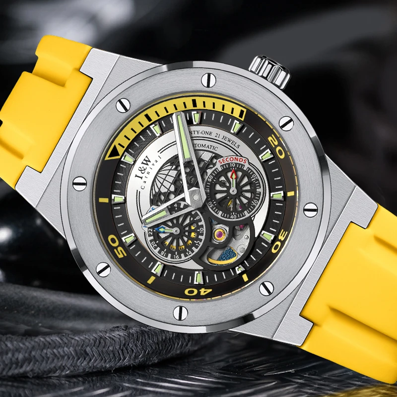 Часы Reloj Hombre мужские механические японские светящиеся HD Часы-скелетоны с