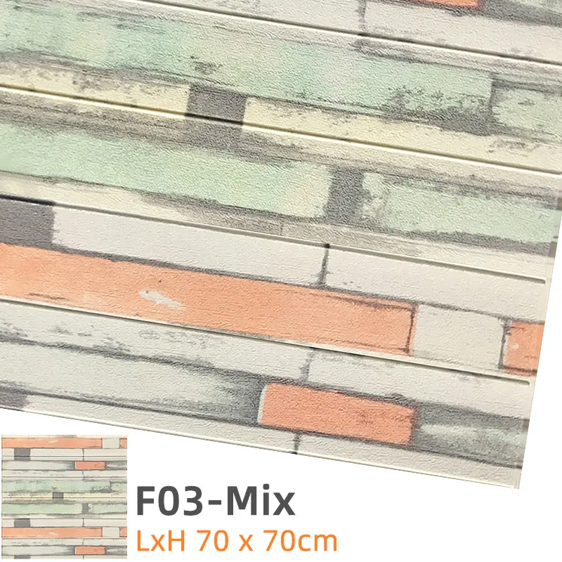 F03-Mix Kaguyahime Самоклеящиеся 3D наклейки на стену водонепроницаемые DIY Пена кирпичная настенная бумага ТВ фон Декор мраморная настенная бумага красочный кирпич - Цвет: F03-Mix