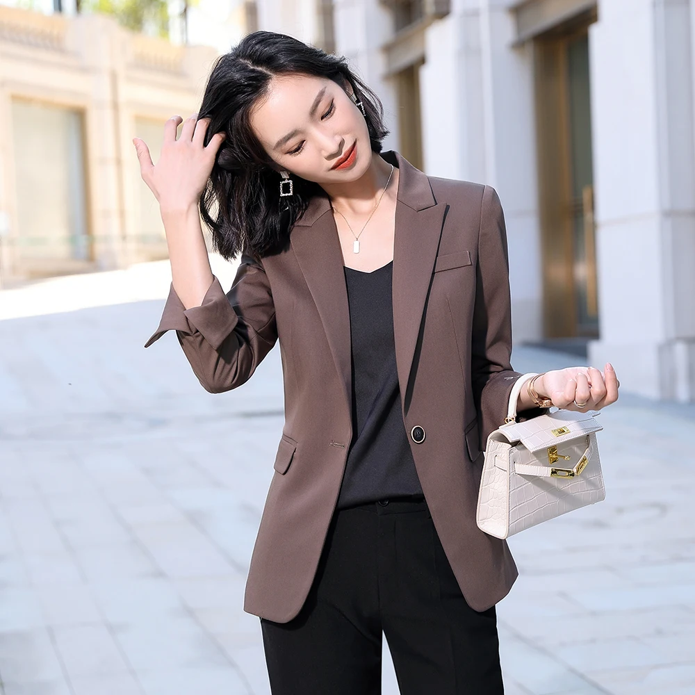 

2021 New Arrival Fashion Women Ladies Pant Suit Black Korean Design Latest Business 2 Piece Set