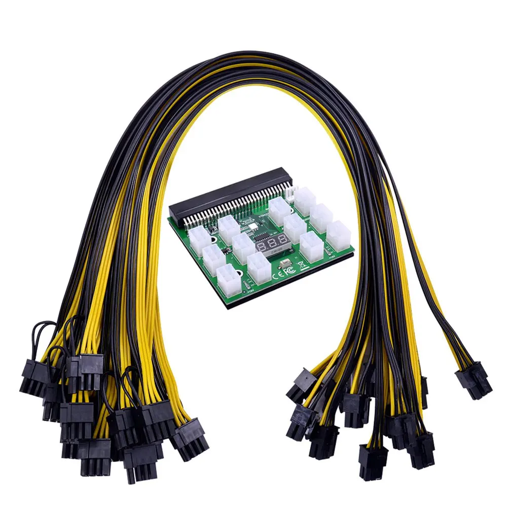 

12pcs Power Module Breakout Board Kits with 12pcs 6Pin to 6+2 8Pin Power Cable for HP 1200W 750W PSU GPU Mining Ethereum