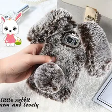 Warm Rabbit Fluff Case For Samsung Galaxy S7 S6 Edge S8 S9 S10 Plus S21 S20 FE A12 A6S J4 J6 J2 Prime J5 J7 2016 Phone Cover