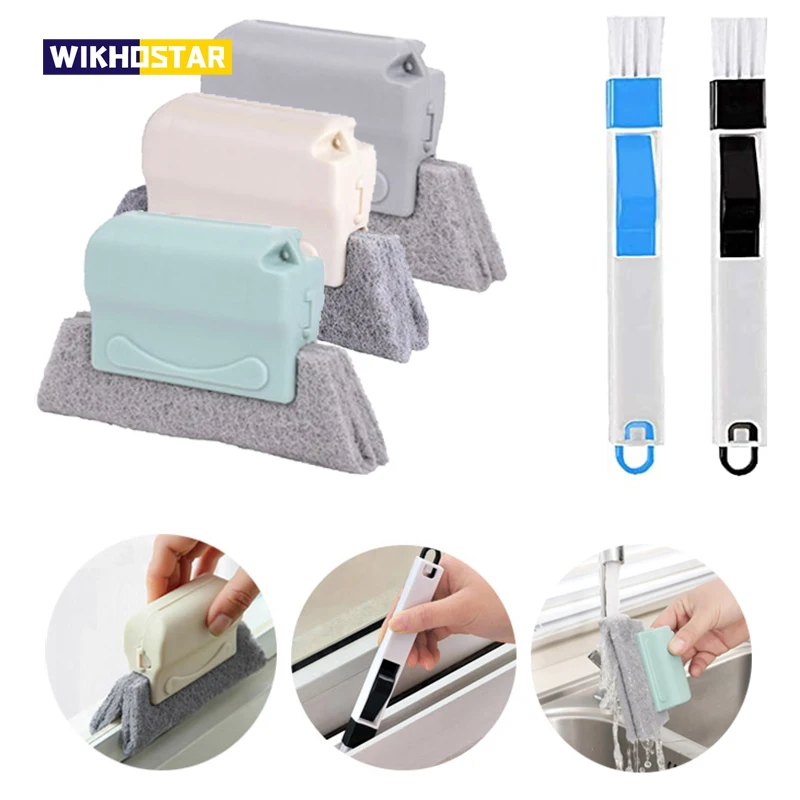 

WIKHOSTAR Window Groove Cleaning Brush Set Window Cleaner Window Washing Brush Dust Shovel Household Cleaning Tools