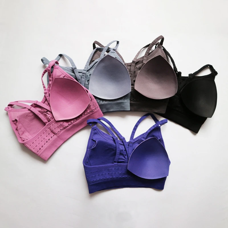 SALSPOR Women Shark Seamless Sport Bra High Elastic Hollow Yoga Bra Push Up Fitness Underwear Quick Dry Running Gym Tank Top