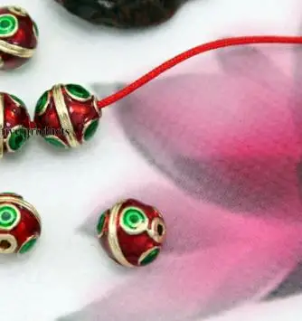 

5pcs/lot Tibetan silver Dripping oil spacer Cloisonne lotus beads Loose Bead Spacer Beads for DIY Jewelry Making bracelet fg4s