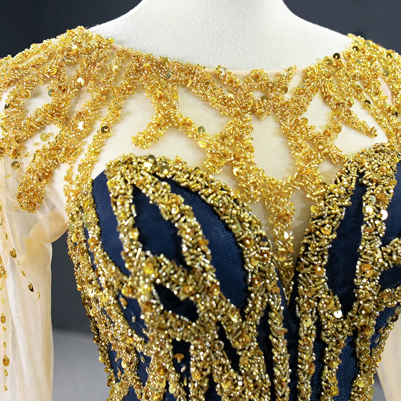 J67132 Jancember Mermaid Evening Dress 2020 O Neck Long Sleeve Beaded Sequined Backless Party Dresses Damit ng Gabi ng Mermaid
