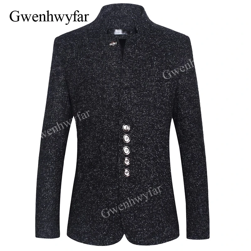 GwenhwyfarBlazer для мужчин 2018 зима Новый китайский стиль Бизнес Повседневный Стенд