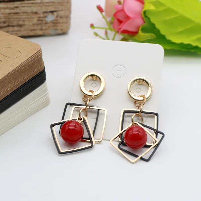 50pcs 3.8x4.8cm Earring Display Card Earring Card Holder Blank Kraft Paper Tags for DIY Ear Studs Long Drop Jewelry Display Card