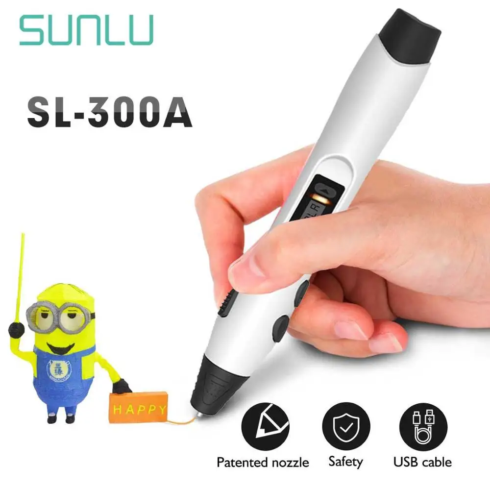 

SUNLU Original 3D Printer Pens SL-300A For PLA PCL ABS Filament 1.75mm Intelligent 3D Pen For Children Dooling With LED Screen