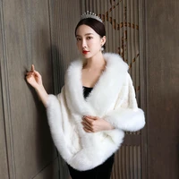 real photo faux fur wrap warm large shawl winter wedding bridal accessories fashion women fur shrug jacket 2020 in stock