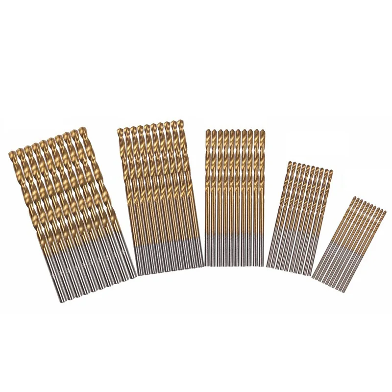

50PCS Twist Drill Set High Speed Steel 1-3mm Straight Shank HSS Titanium Plated Twist Drill