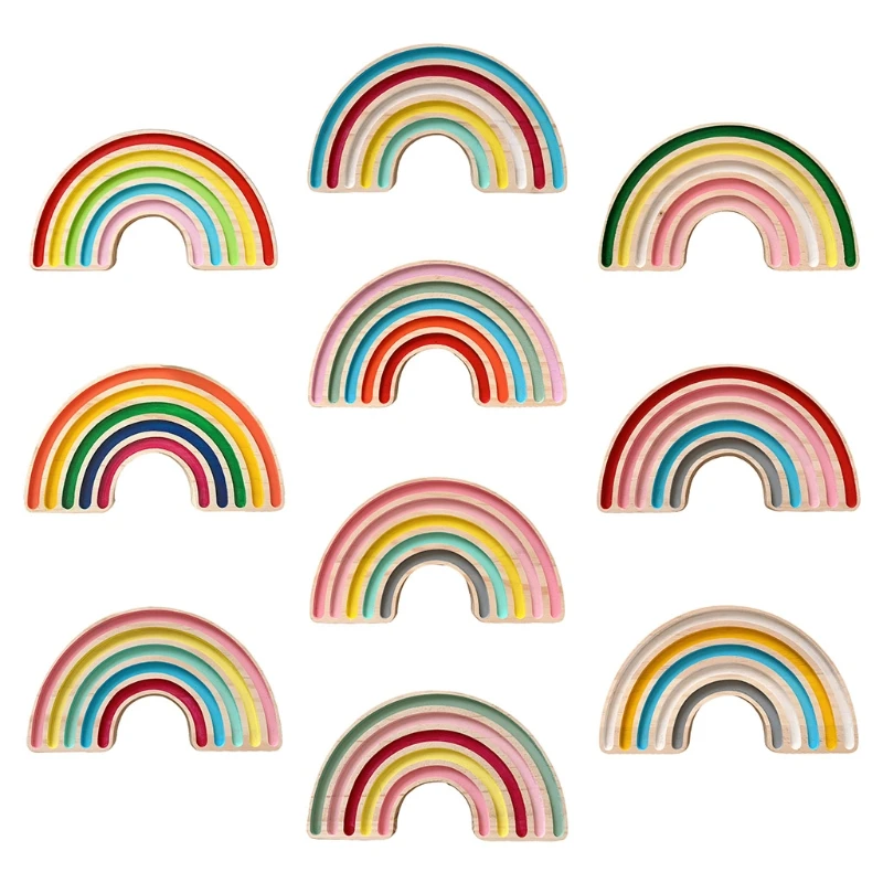

Rainbow Building Block Kids Room Decoration Nordic Style Pine Wooden Ornament 40JC