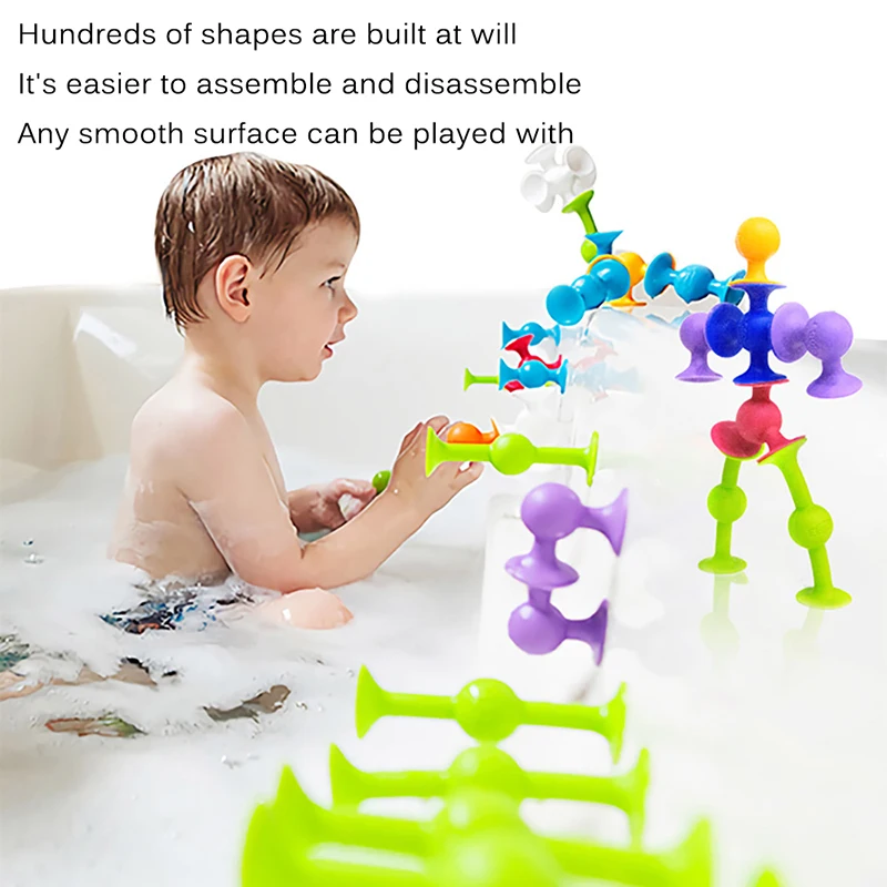

26pcs /38Pcs/48pcs Montessori Toys Suction Blocks Building Blocks Construction Blocks Silicone Toys Sticky Toy