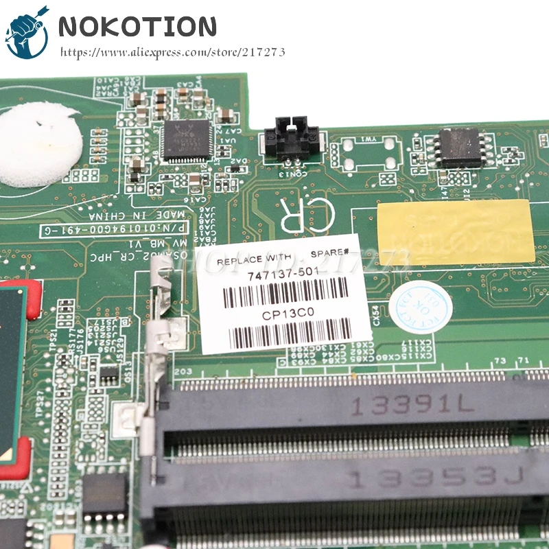 Материнская плата NOKOTION 747137-501 747137-001 для ноутбука HP Touchsmart 15-D 250 G2 HM77 GMA HD4000 DDR3 |