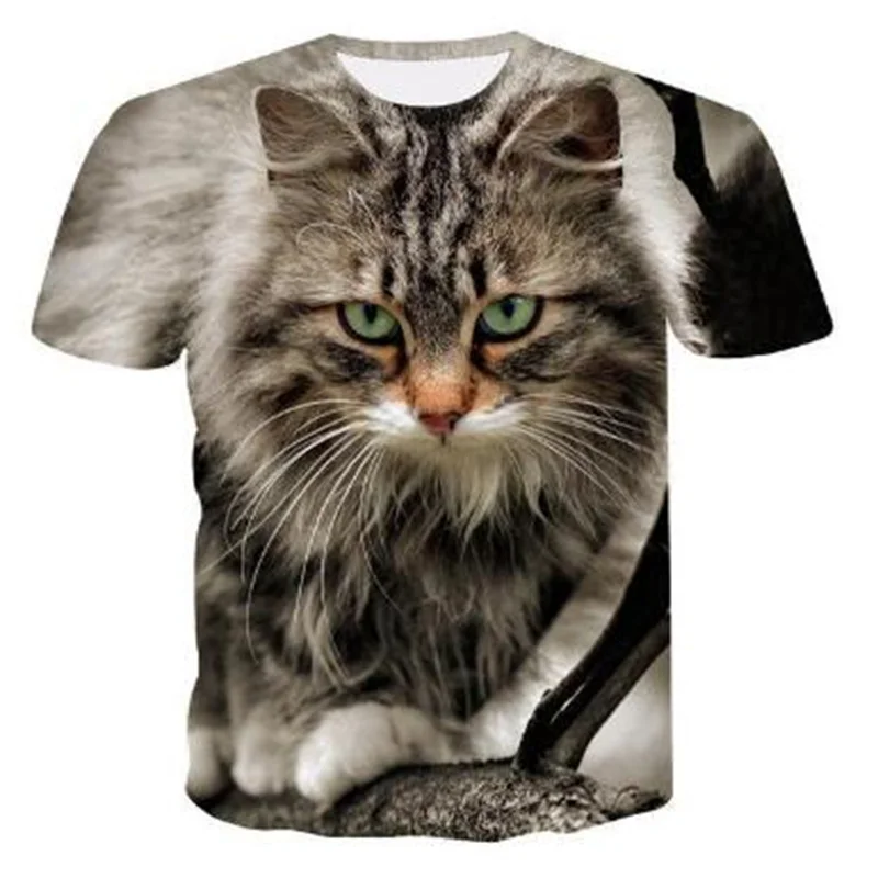 

UG Retro Comfortable New Summer 3D Cat Cute Men And Women Fashion Casual T-shirt Round Neck Short Sleeve Top
