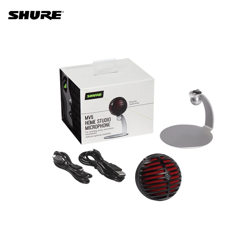 

Original Shure MV5 Wired MOTIV Digital Condenser Microphone With MicroB To Lightning/USB Interface For iPhone/iPod/iPad IOS