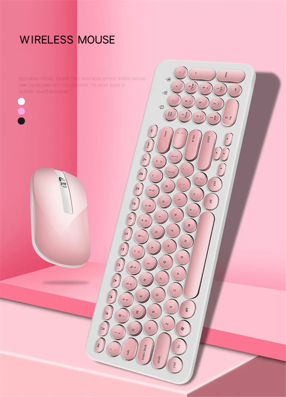 2,4G Беспроводная Бесшумная клавиатура и мышь Круглый Keycap клавиатура игровая мышь для Macbook lenovo Dell Asus hp ноутбук ПК компьютер