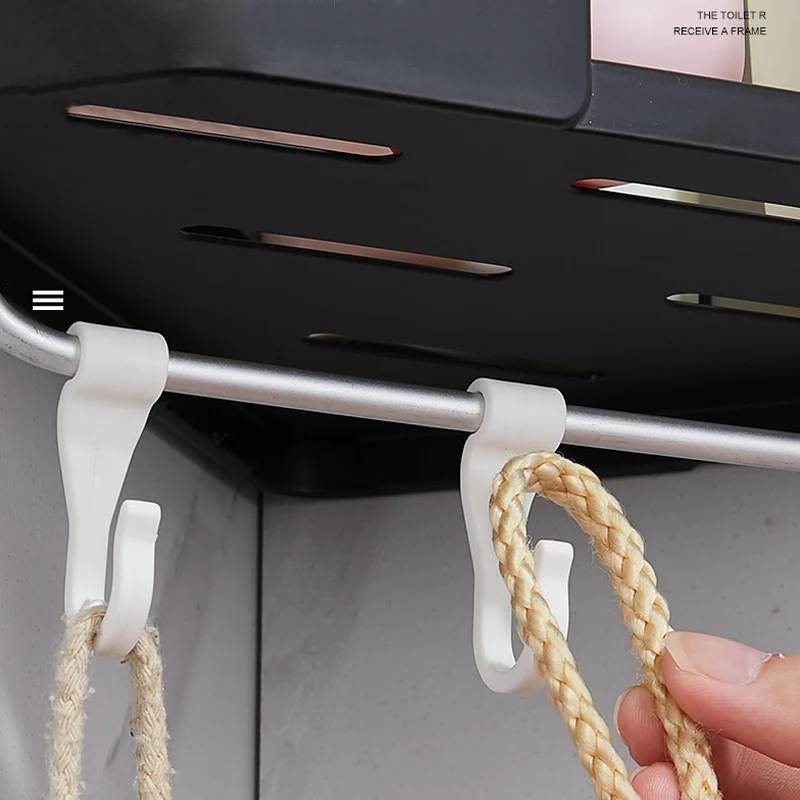 

Space Aluminum Bathroom Triangle Corner Shower Caddy Basket Shelves Kitchen Storage Orginazer Accessories Dual Tier Wall Mounted