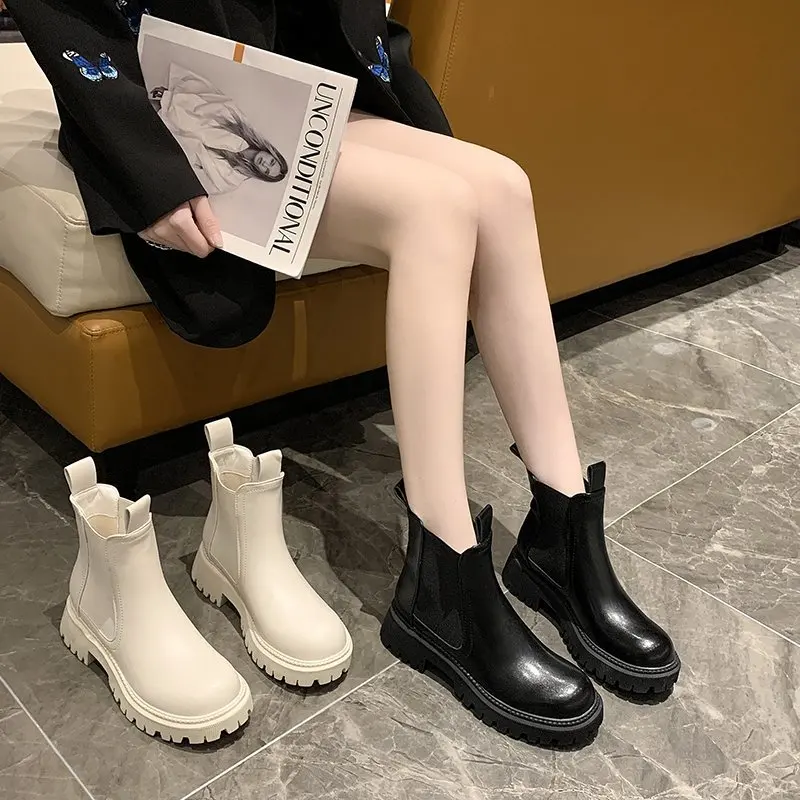 

Spring 2021 Ladies Elegant White Ankle Boots Female High Heel Platform Shoes Black Gothic Leather Punk Ankle Boots shoes for