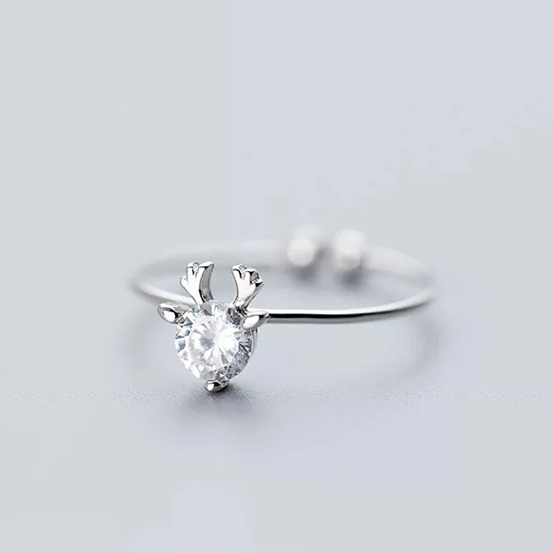 Кольца серебряного цвета с оленем кольцо рогами из циркония открытые