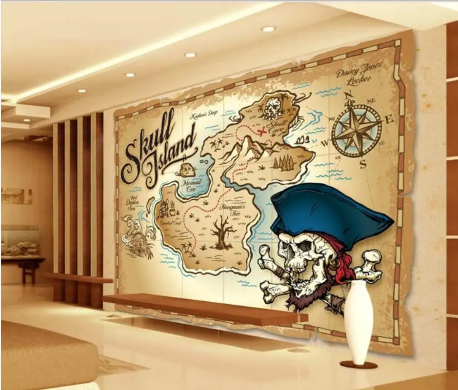 AINYOOUSEM ручная роспись Карта сокровищ Диван ТВ фон обои 3d наклейки | Строительство